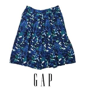 Gap  Vintage Viscose Soft Pleated Floral Midi Skirt in Blue Print, Size L